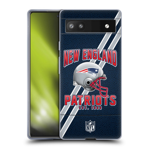 NFL New England Patriots Logo Art Football Stripes Soft Gel Case for Google Pixel 6a