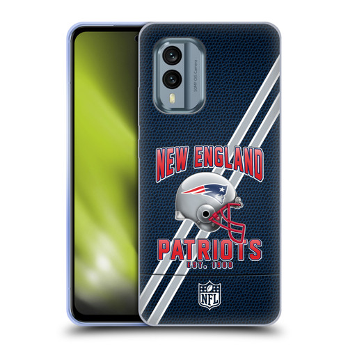 NFL New England Patriots Logo Art Football Stripes Soft Gel Case for Nokia X30