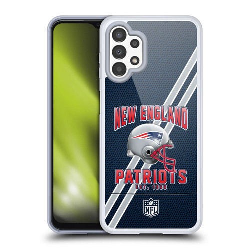 NFL New England Patriots Logo Art Football Stripes Soft Gel Case for Samsung Galaxy A13 (2022)
