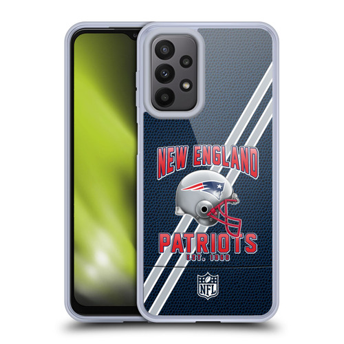 NFL New England Patriots Logo Art Football Stripes Soft Gel Case for Samsung Galaxy A23 / 5G (2022) NFL New England Patriots Logo Art Football Stripes Soft Gel Case for Samsung Galaxy A23 / 5G (2022)