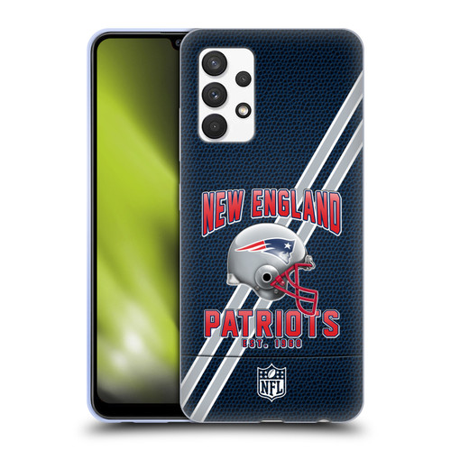 NFL New England Patriots Logo Art Football Stripes Soft Gel Case for Samsung Galaxy A32 (2021)