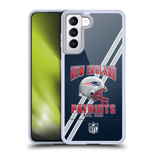 NFL New England Patriots Logo Art Football Stripes Soft Gel Case for Samsung Galaxy S21 5G