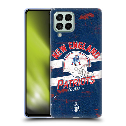 NFL New England Patriots Logo Art Helmet Distressed Soft Gel Case for Samsung Galaxy M53 (2022)