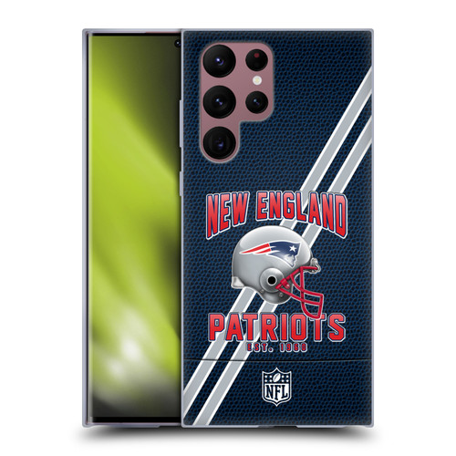 NFL New England Patriots Logo Art Football Stripes Soft Gel Case for Samsung Galaxy S22 Ultra 5G