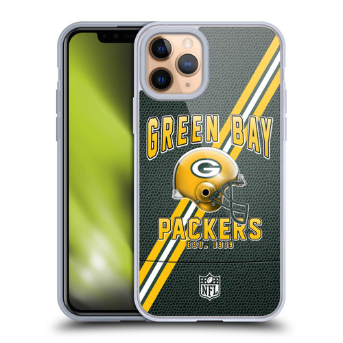 NFL Green Bay Packers Logo Art Football Stripes Soft Gel Case for Apple iPhone 11 Pro