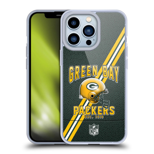 NFL Green Bay Packers Logo Art Football Stripes Soft Gel Case for Apple iPhone 13 Pro