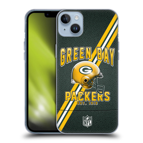 NFL Green Bay Packers Logo Art Football Stripes Soft Gel Case for Apple iPhone 14 Plus