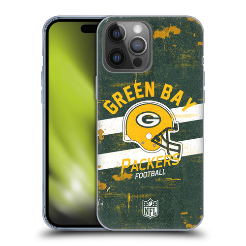 NFL Green Bay Packers Logo Art Helmet Distressed Soft Gel Case for Apple iPhone 14 Pro Max