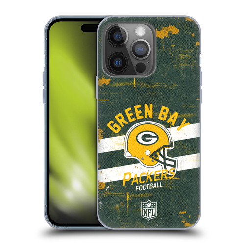 NFL Green Bay Packers Logo Art Helmet Distressed Soft Gel Case for Apple iPhone 14 Pro
