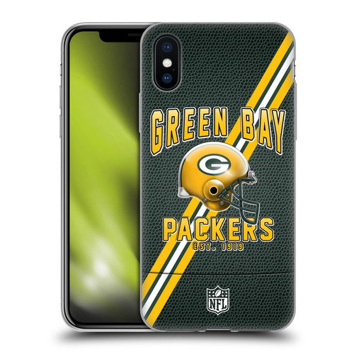 NFL Green Bay Packers Logo Art Football Stripes Soft Gel Case for Apple iPhone X / iPhone XS