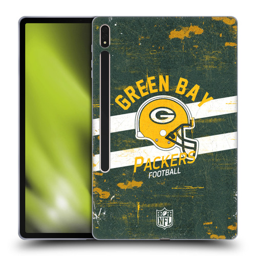 NFL Green Bay Packers Logo Art Helmet Distressed Soft Gel Case for Samsung Galaxy Tab S8 Plus