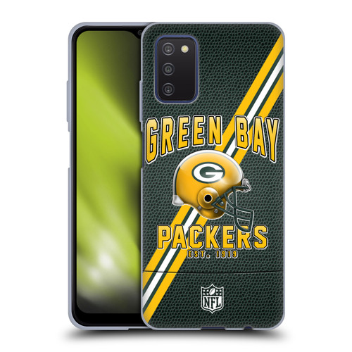 NFL Green Bay Packers Logo Art Football Stripes Soft Gel Case for Samsung Galaxy A03s (2021)