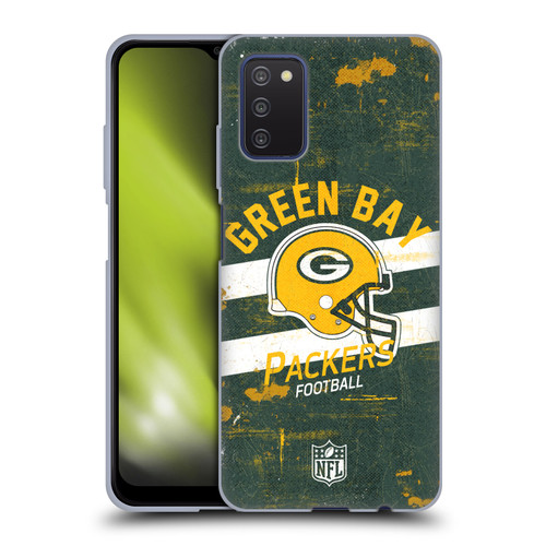 NFL Green Bay Packers Logo Art Helmet Distressed Soft Gel Case for Samsung Galaxy A03s (2021)