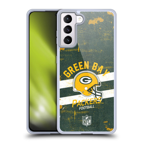 NFL Green Bay Packers Logo Art Helmet Distressed Soft Gel Case for Samsung Galaxy S21+ 5G