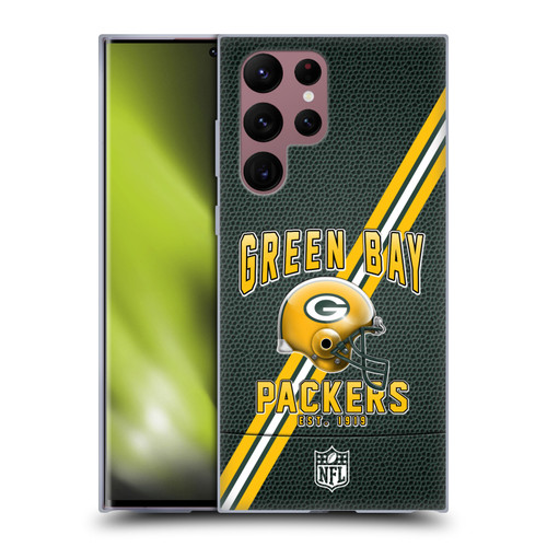 NFL Green Bay Packers Logo Art Football Stripes Soft Gel Case for Samsung Galaxy S22 Ultra 5G