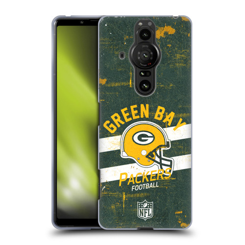 NFL Green Bay Packers Logo Art Helmet Distressed Soft Gel Case for Sony Xperia Pro-I