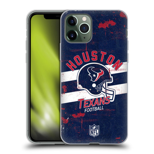 NFL Houston Texans Logo Art Helmet Distressed Soft Gel Case for Apple iPhone 11 Pro