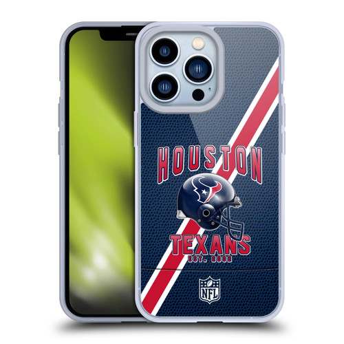 NFL Houston Texans Logo Art Football Stripes Soft Gel Case for Apple iPhone 13 Pro