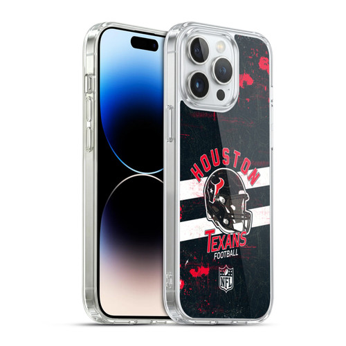 NFL Houston Texans Logo Art Helmet Distressed Soft Gel Case for Apple iPhone 14 Pro Max & MagSafe