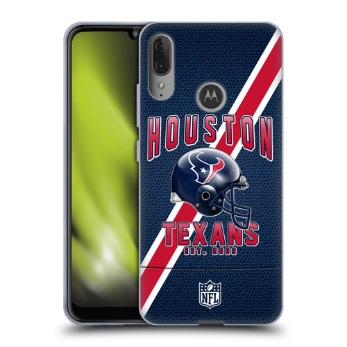 NFL Houston Texans Logo Art Football Stripes Soft Gel Case for Motorola Moto E6 Plus