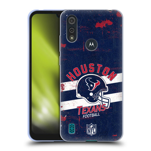 NFL Houston Texans Logo Art Helmet Distressed Soft Gel Case for Motorola Moto E6s (2020)