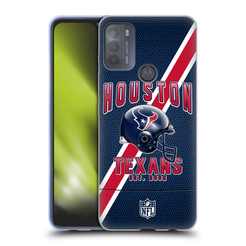 NFL Houston Texans Logo Art Football Stripes Soft Gel Case for Motorola Moto G50