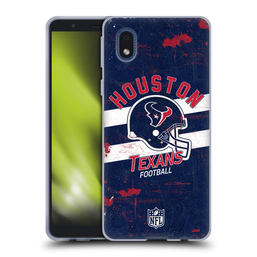 NFL Houston Texans Logo Art Helmet Distressed Soft Gel Case for Samsung Galaxy A01 Core (2020)