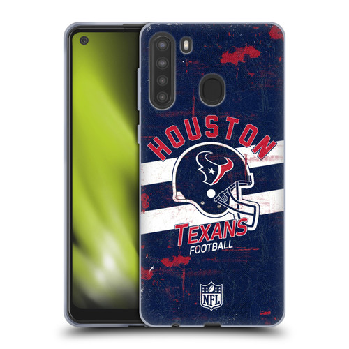 NFL Houston Texans Logo Art Helmet Distressed Soft Gel Case for Samsung Galaxy A21 (2020)