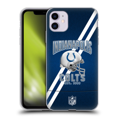 NFL Indianapolis Colts Logo Art Football Stripes Soft Gel Case for Apple iPhone 11