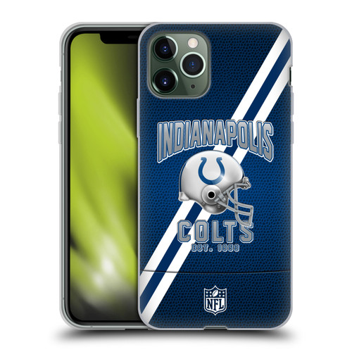 NFL Indianapolis Colts Logo Art Football Stripes Soft Gel Case for Apple iPhone 11 Pro