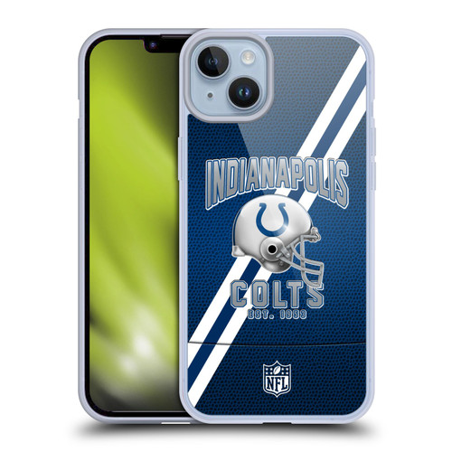NFL Indianapolis Colts Logo Art Football Stripes Soft Gel Case for Apple iPhone 14 Plus