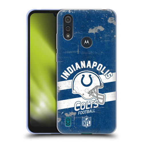 NFL Indianapolis Colts Logo Art Helmet Distressed Soft Gel Case for Motorola Moto E6s (2020)
