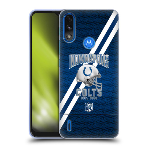NFL Indianapolis Colts Logo Art Football Stripes Soft Gel Case for Motorola Moto E7 Power / Moto E7i Power