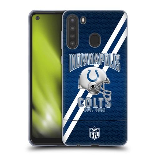 NFL Indianapolis Colts Logo Art Football Stripes Soft Gel Case for Samsung Galaxy A21 (2020)