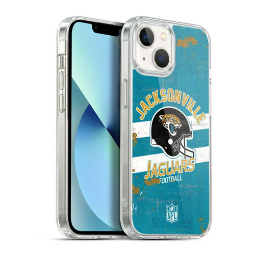 NFL Jacksonville Jaguars Logo Art Helmet Distressed Soft Gel Case for Apple iPhone 13