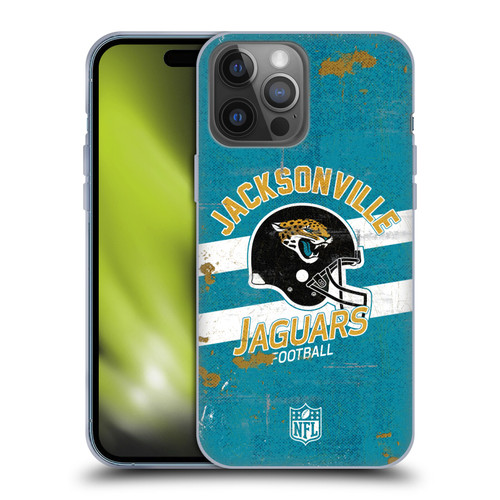 NFL Jacksonville Jaguars Logo Art Helmet Distressed Soft Gel Case for Apple iPhone 14 Pro Max