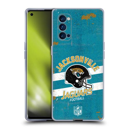 NFL Jacksonville Jaguars Logo Art Helmet Distressed Soft Gel Case for OPPO Reno 4 Pro 5G