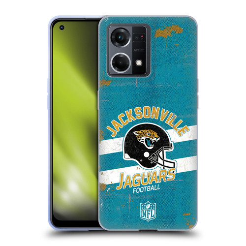 NFL Jacksonville Jaguars Logo Art Helmet Distressed Soft Gel Case for OPPO Reno8 4G