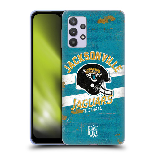 NFL Jacksonville Jaguars Logo Art Helmet Distressed Soft Gel Case for Samsung Galaxy A32 5G / M32 5G (2021)