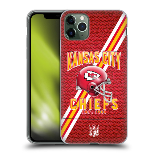 NFL Kansas City Chiefs Logo Art Football Stripes Soft Gel Case for Apple iPhone 11 Pro Max