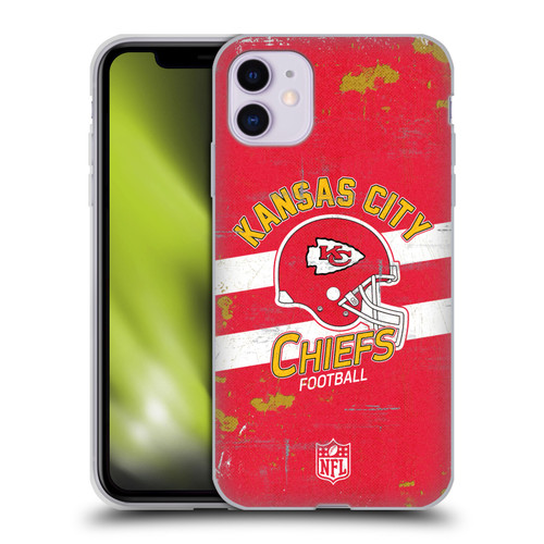 NFL Kansas City Chiefs Logo Art Helmet Distressed Soft Gel Case for Apple iPhone 11