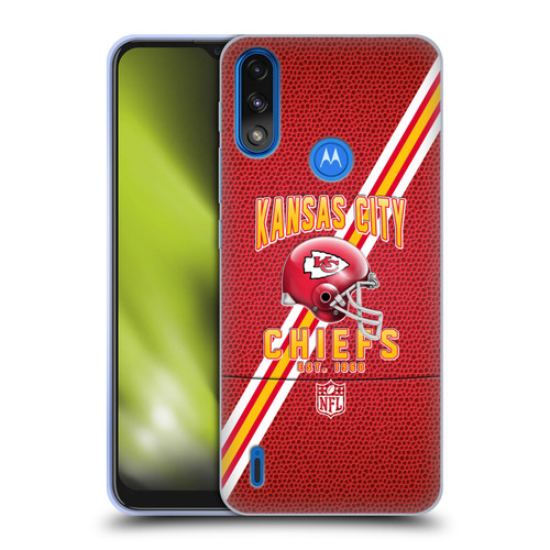 NFL Kansas City Chiefs Logo Art Football Stripes Soft Gel Case for Motorola Moto E7 Power / Moto E7i Power