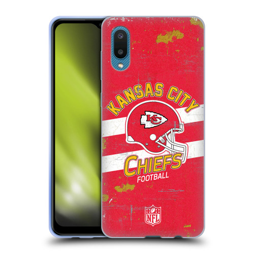 NFL Kansas City Chiefs Logo Art Helmet Distressed Soft Gel Case for Samsung Galaxy A02/M02 (2021)