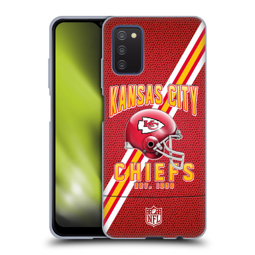 NFL Kansas City Chiefs Logo Art Football Stripes Soft Gel Case for Samsung Galaxy A03s (2021)