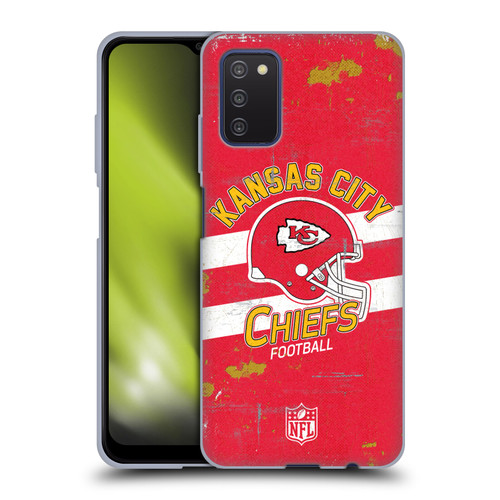 NFL Kansas City Chiefs Logo Art Helmet Distressed Soft Gel Case for Samsung Galaxy A03s (2021)