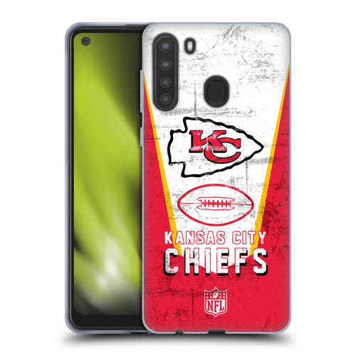 NFL Kansas City Chiefs Logo Art Banner Soft Gel Case for Samsung Galaxy A21 (2020)