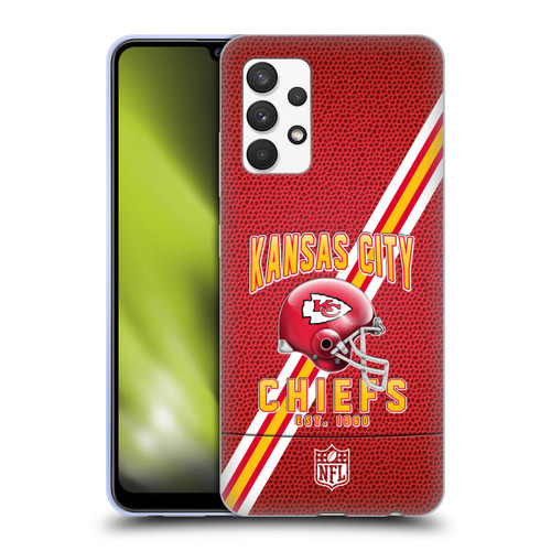 NFL Kansas City Chiefs Logo Art Football Stripes Soft Gel Case for Samsung Galaxy A32 (2021)