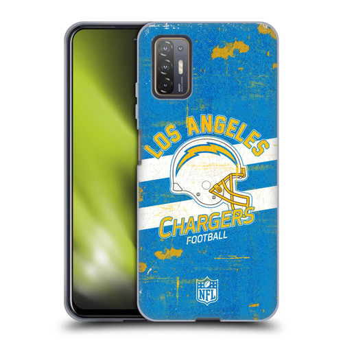 NFL Los Angeles Chargers Logo Art Helmet Distressed Soft Gel Case for HTC Desire 21 Pro 5G