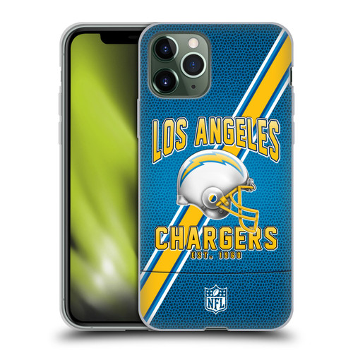 NFL Los Angeles Chargers Logo Art Football Stripes Soft Gel Case for Apple iPhone 11 Pro