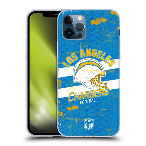 NFL Los Angeles Chargers Logo Art Helmet Distressed Soft Gel Case for Apple iPhone 12 / iPhone 12 Pro